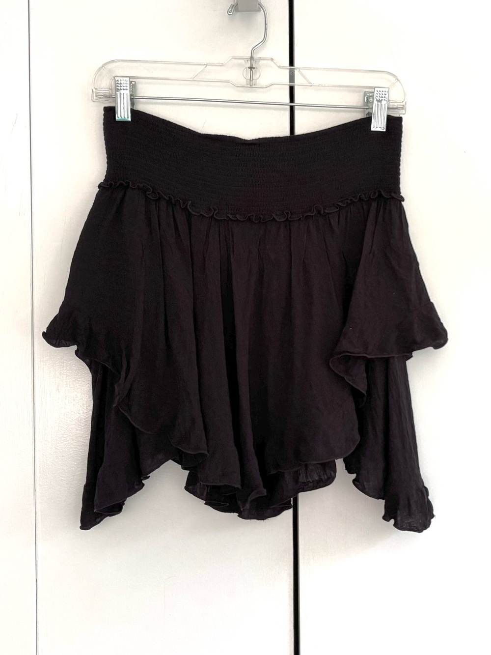 Free People Intimately Handkerchief Black Ruffled Mini Skirt Size Small
